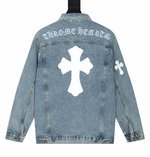 Chrome Hearts Clothing Coats & Jackets sell Online
 Blue Light Embroidery Denim Sheepskin