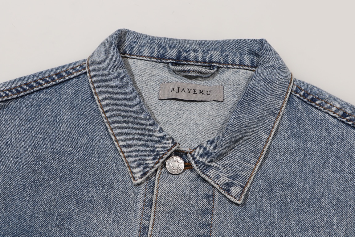 High-End AJAYEKU Letter Embroidered Waterfall Jacket in Blue – Japanese Imports, Vintage Look - 图片 3