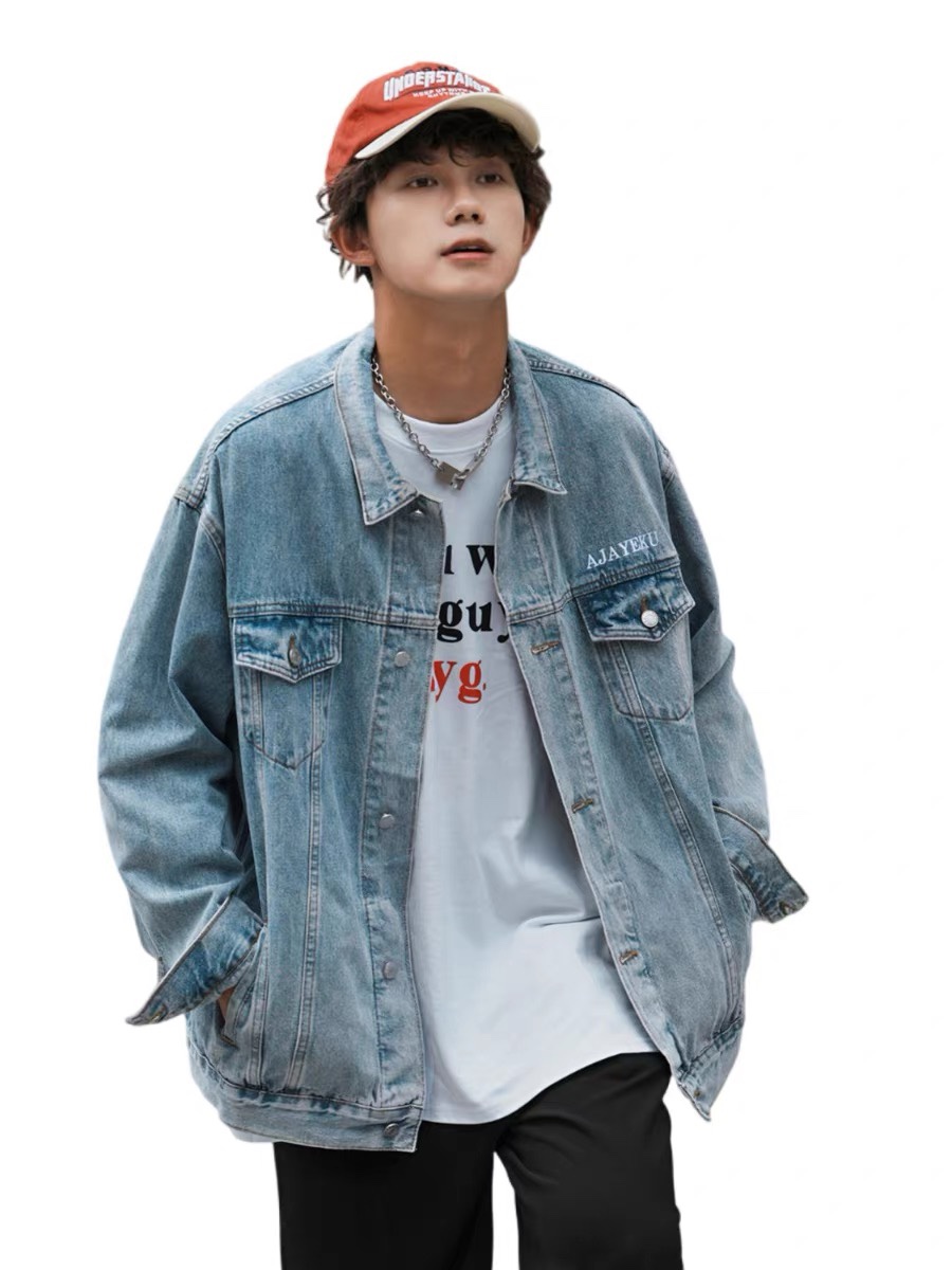 High-End AJAYEKU Letter Embroidered Waterfall Jacket in Blue – Japanese Imports, Vintage Look - 图片 7