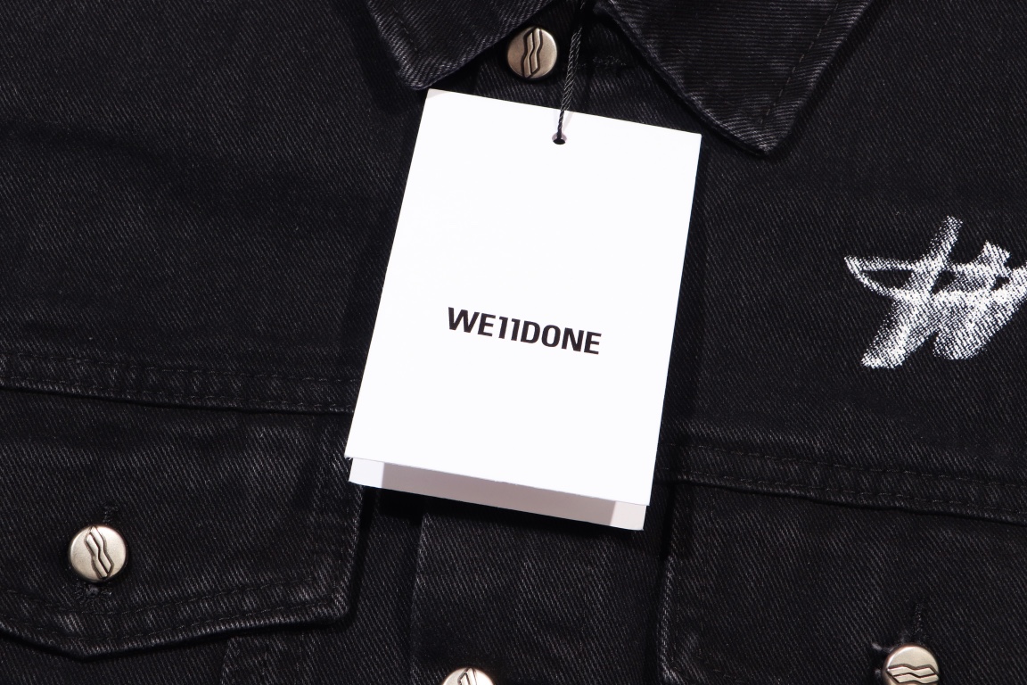 We11done High-End Cowboy Coats with Stamped Zipper Detail [Black, Sizes 46-52] - 图片 4