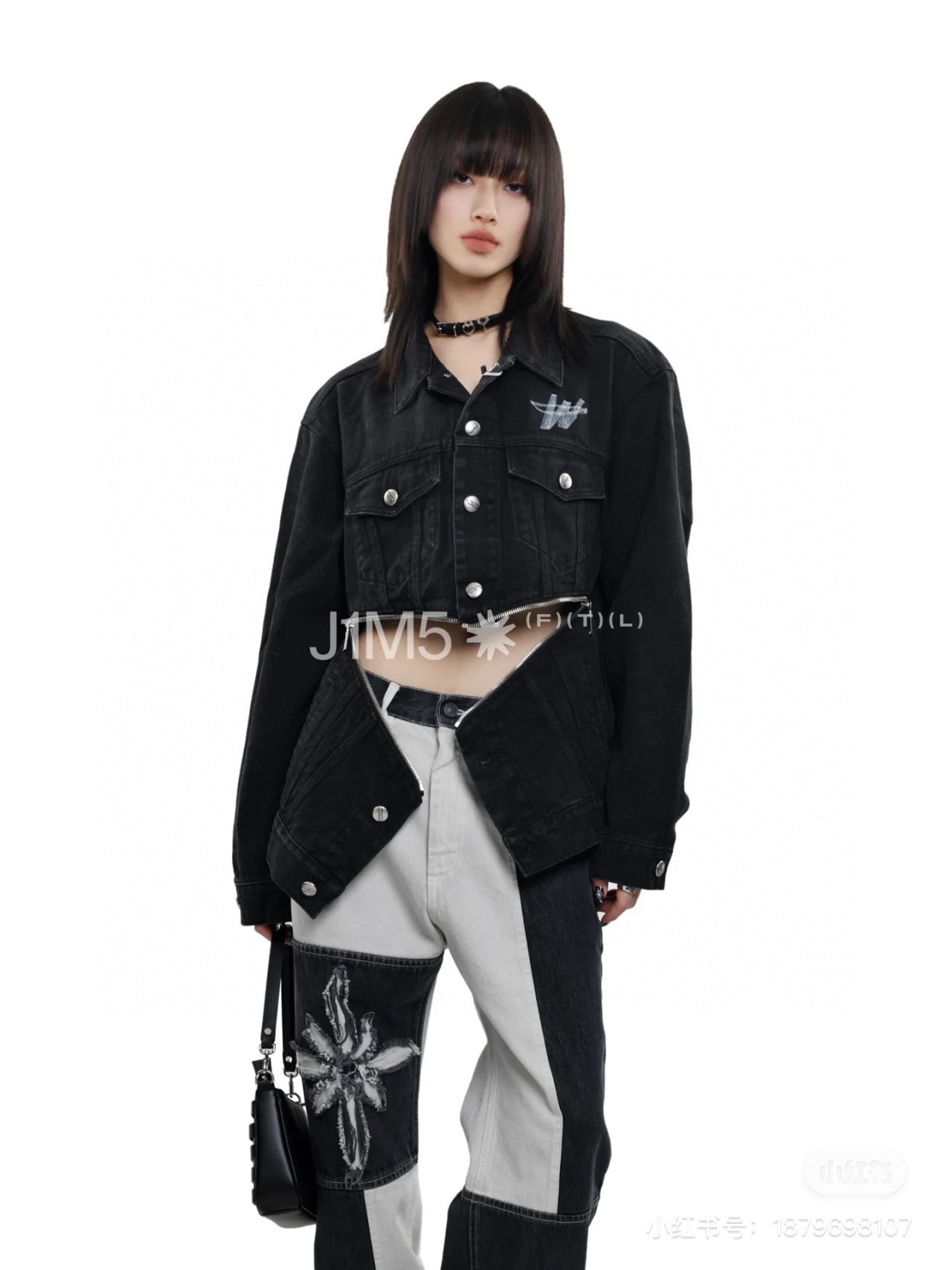 We11done High-End Cowboy Coats with Stamped Zipper Detail [Black, Sizes 46-52] - 图片 7