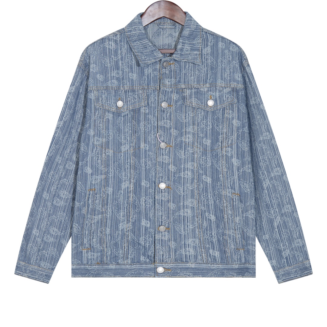 High-End Cashew-Fruit Stripe Designer Coat in Blue, Various Sizes Available