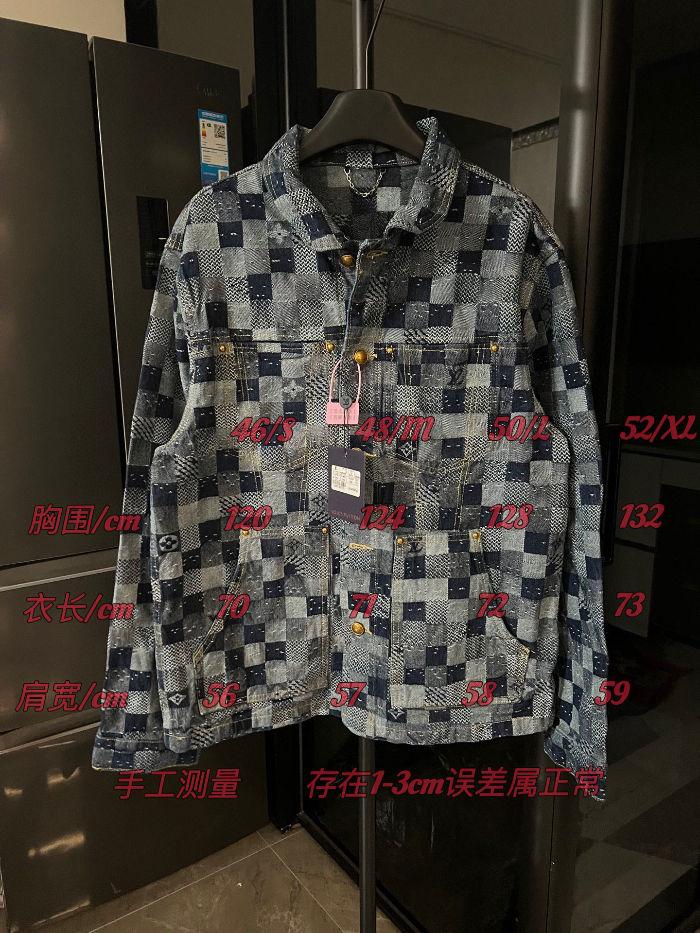 #SIZECHART LOUIS VUITTON/Louis 25FW Chaqueta denim con líneas de puntos de cuadros 1v (azul - pantalones a juego tambié…