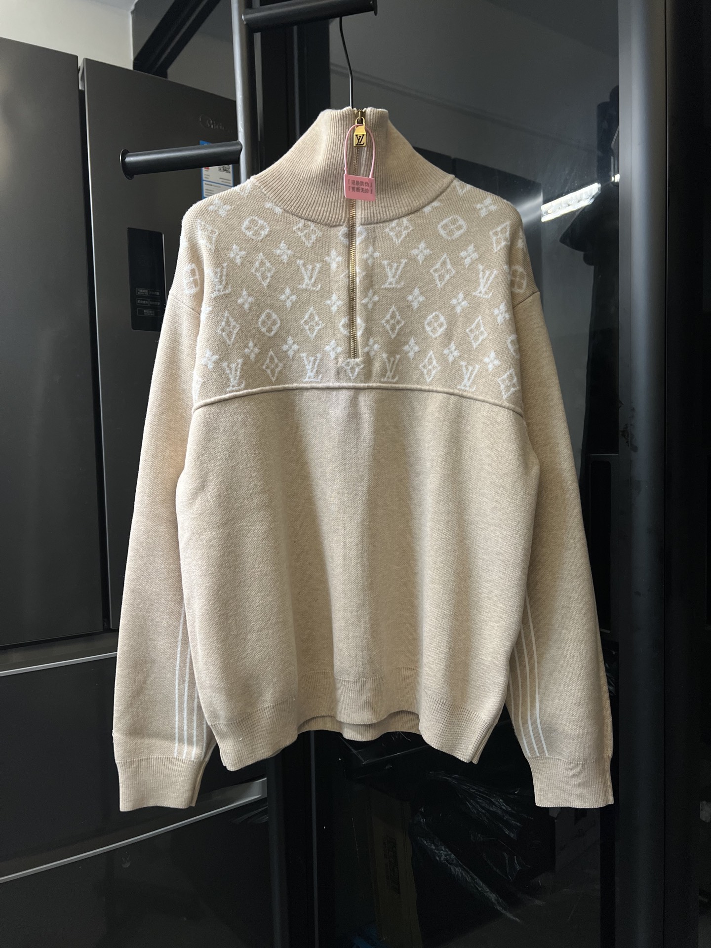 P230 [al día siguiente] 1v Louis 26Ss nuevo LV lana tejido jacquard media cremallera mangas largas (caqui) Tamaño: s m …