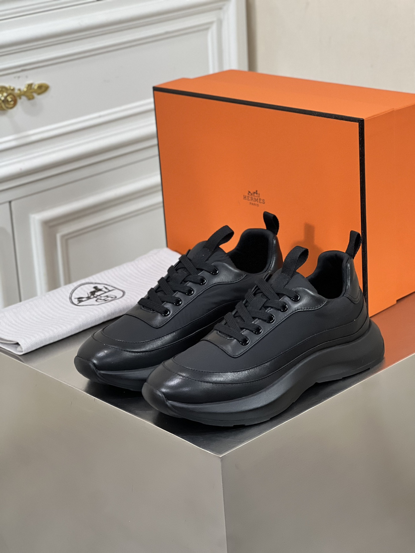 Hermes Shoes Sneakers Calfskin Cowhide Rubber Fashion Sweatpants