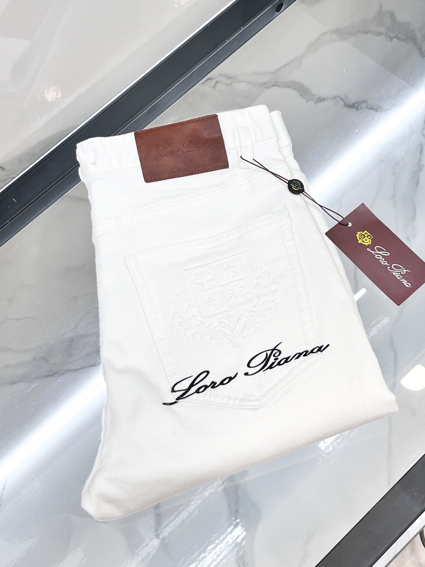 New Man Jeans with Back Pocket Letter Logo Print in One Size, Various Sizes 29-36