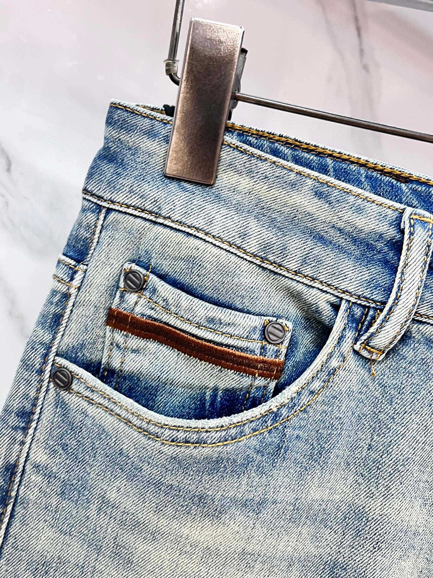 杰尼亚 2025SS早春新品薄款重工休闲牛仔裤👖，进口优质水洗弹力面料，上身舒适透气有弹力，客供五金辅料