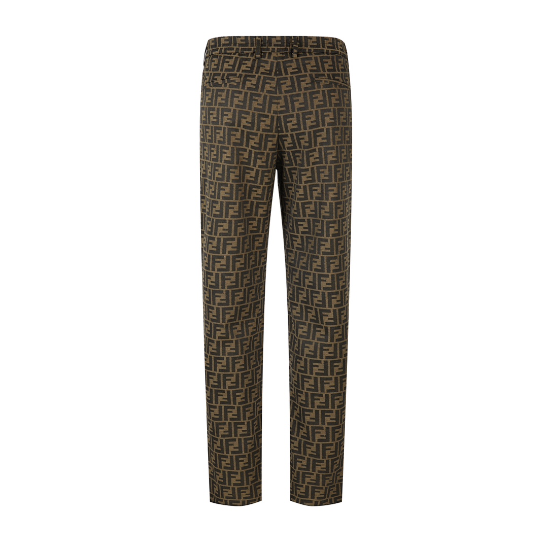 (Calidad original 1:1 de la web oficial) FD 24SS Pantalones de traje de vestir con estampado integral de logotipo (marr…