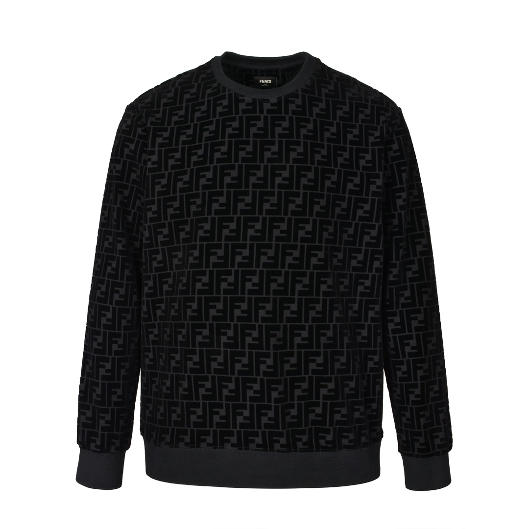 (Calidad original 1:1 de la web oficial) FD 22FW Sudadera de cuello redondo con estampado de flocking integra…