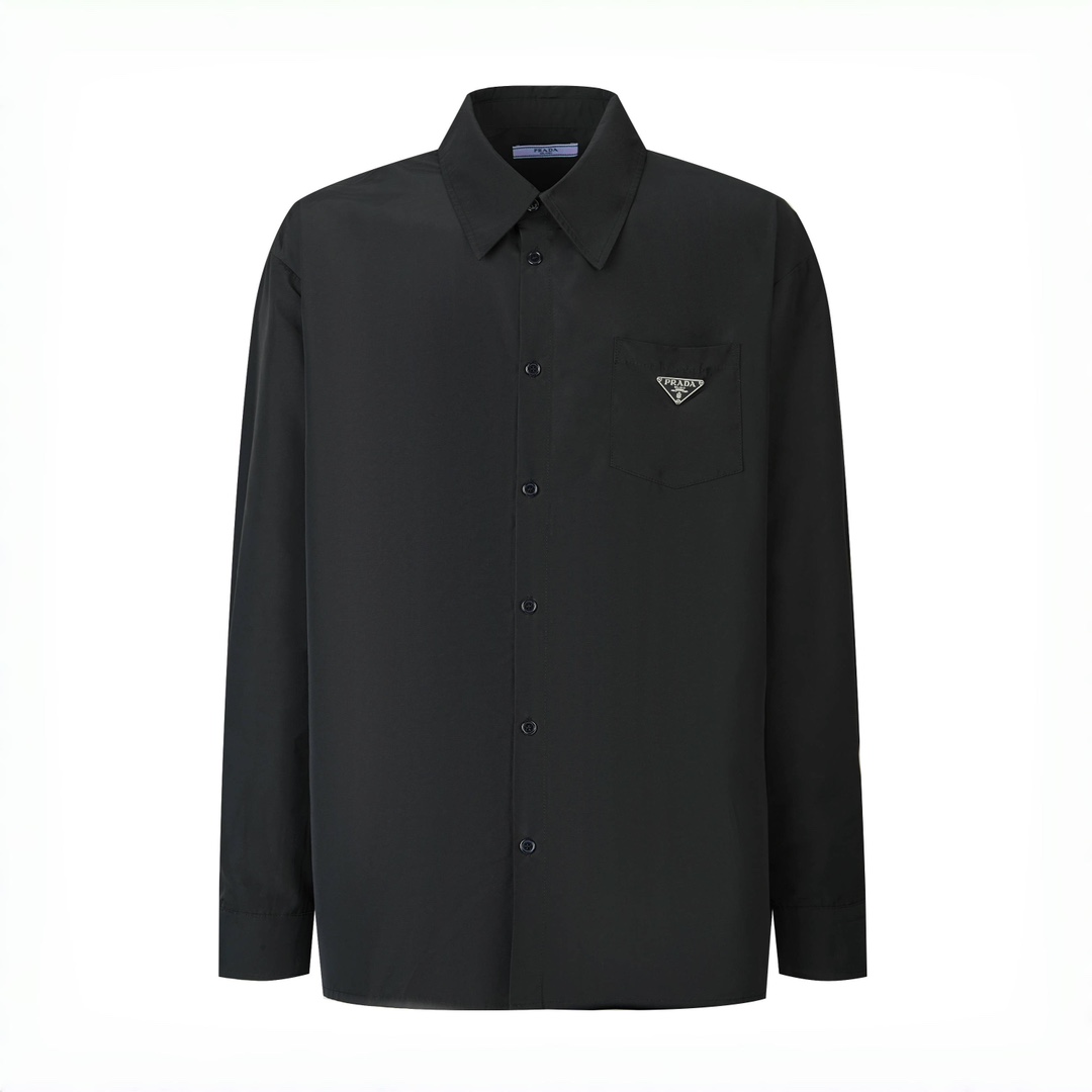 (Sitio web oficial calidad del pedido original 1:1) Camisa triangular con bolsillo Pra 23SS (negra) comprada …