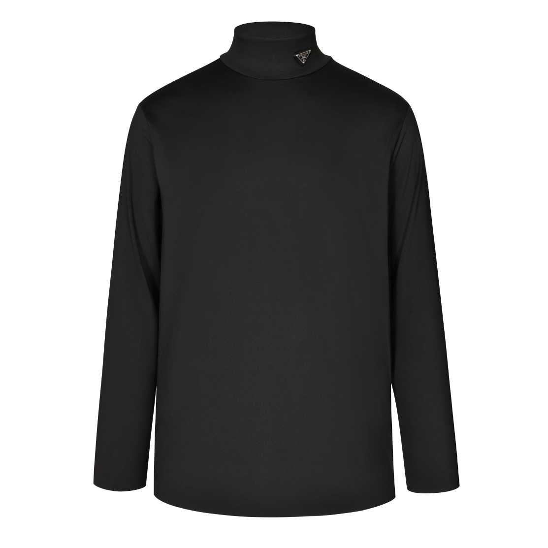 (Sitio web oficial calidad del pedido original 1: 1) Camisa con logo triangular de cuello alto Pra 22SS (negra) comprad…