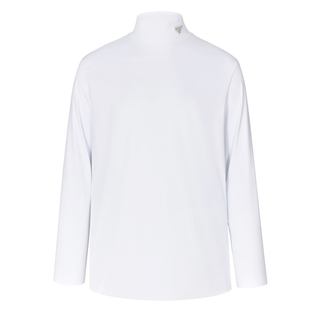 (Sitio web oficial calidad del pedido original 1: 1) Camisa con logo triangular de cuello alto Pra 22SS (blanca) compra…