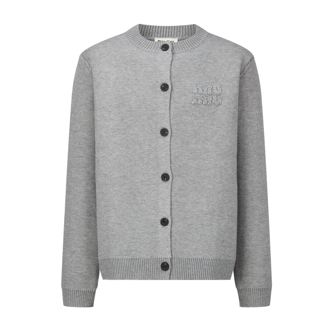 (calidad original 1:1 de la web oficial) Miumiu 23FW cárdigan de punto con logotipo bordado Comprado original…