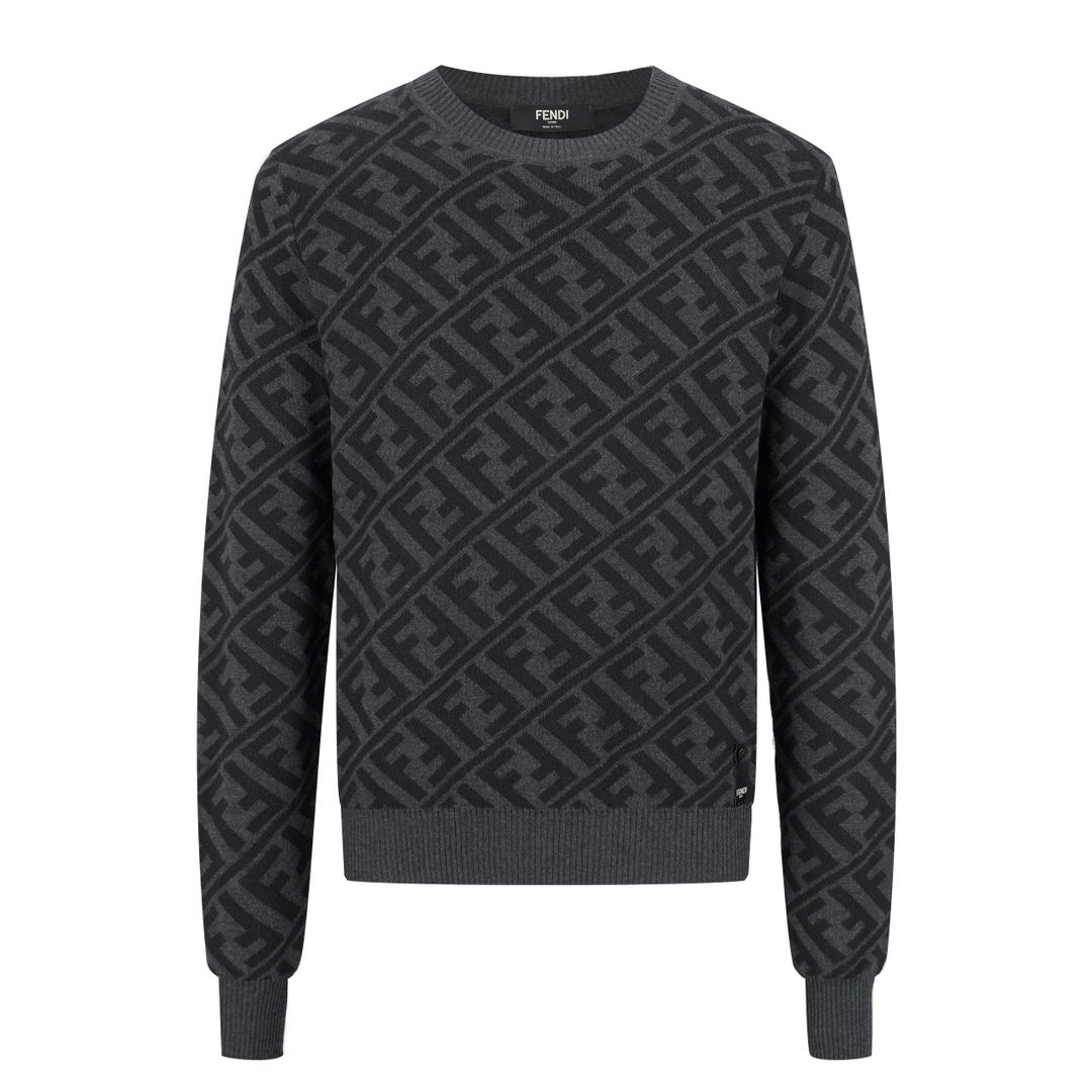(Calidad original 1:1 de la web oficial) FD 24FW Suéter de cuello redondo con estampado integral de espiga, comprado or…