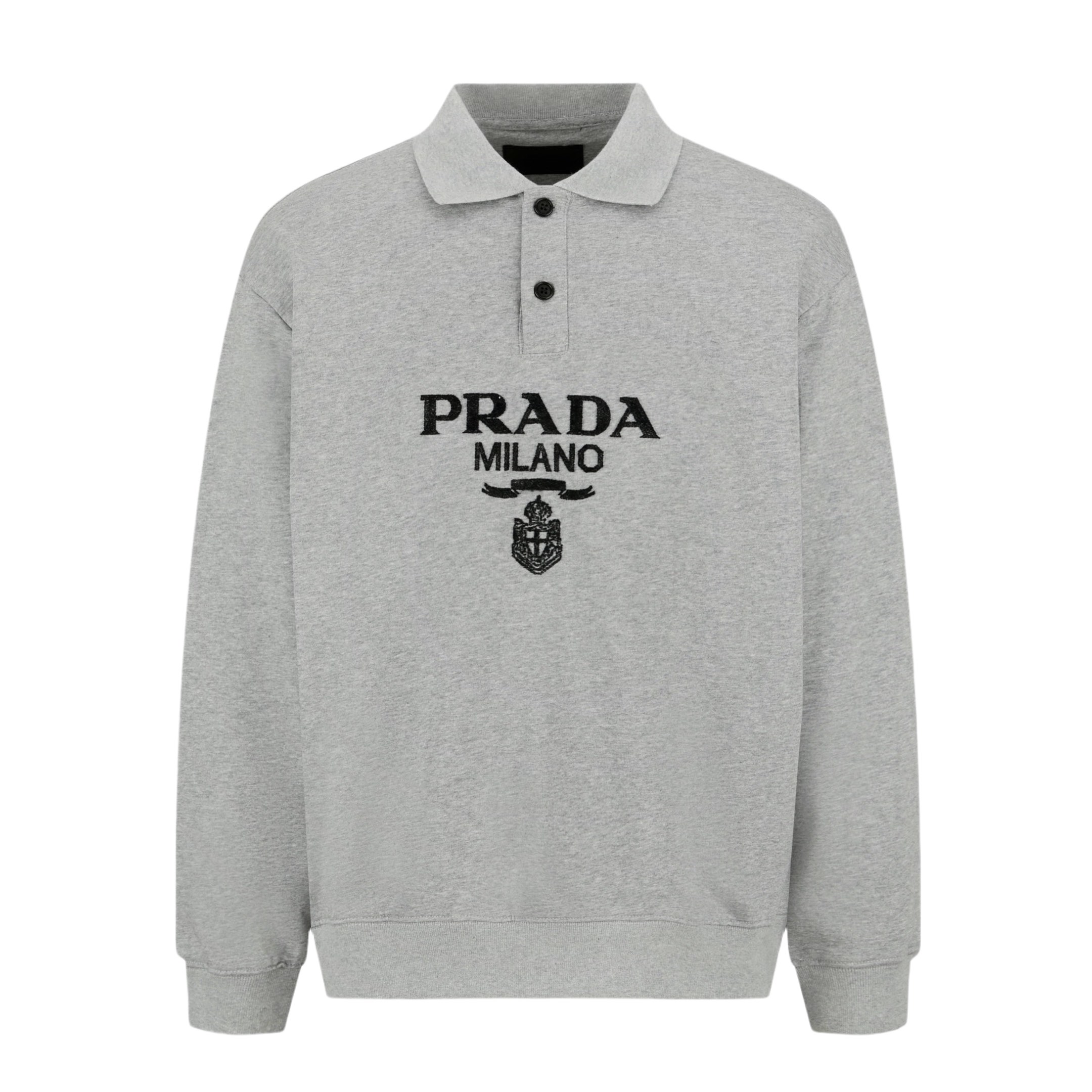 (Sitio web oficial Calidad del pedido original 1:1) La sudadera Polo flocada Pra 24FW (gris) se compró y desarrolló ori…