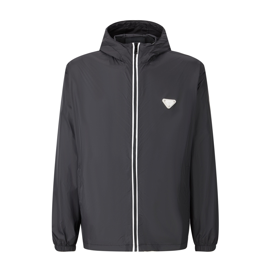 (Sitio web oficial calidad del pedido original 1: 1) Chaqueta con cremallera de nailon con logotipo Pra 24FW, comprada …