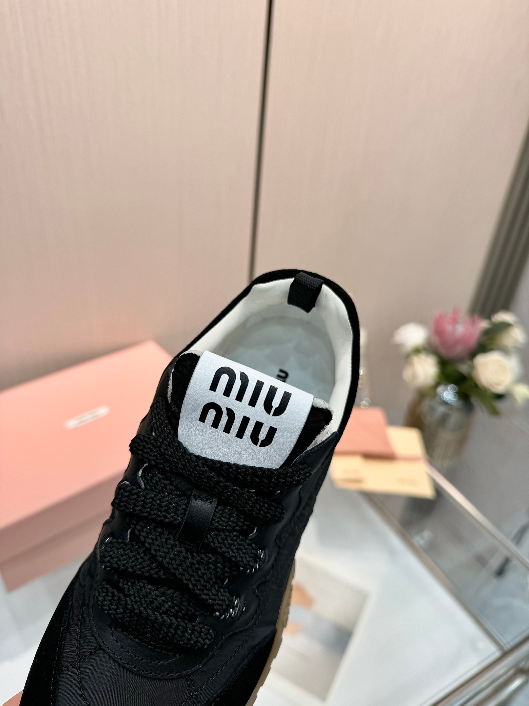 Miu Miu Women's Lace-Up Sneakers Black Lightweight Breathable Casual Shoes 8 a1741243995851 3654