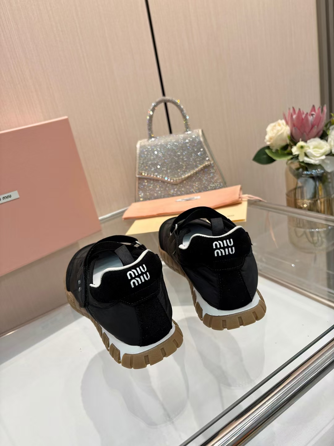 Miu Miu Women's Tech Fabric & Suede Ballet Shoes With Velcro Strap 5 a1744046579264 4440