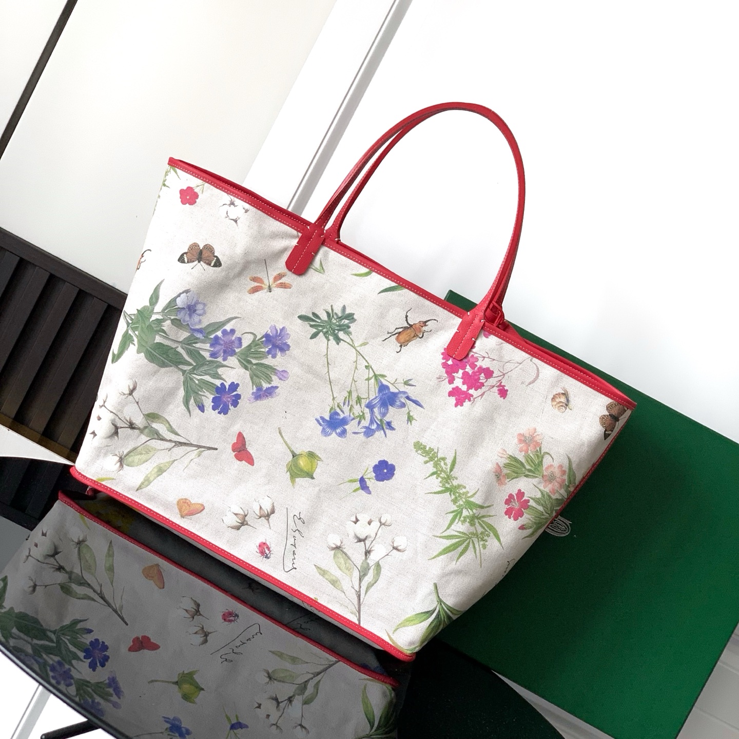 Goyard Saint Louis Rose Red Tote Bag, 2025 Limited Edition with Floral Canvas 6 i1745506550274 3336 0 4