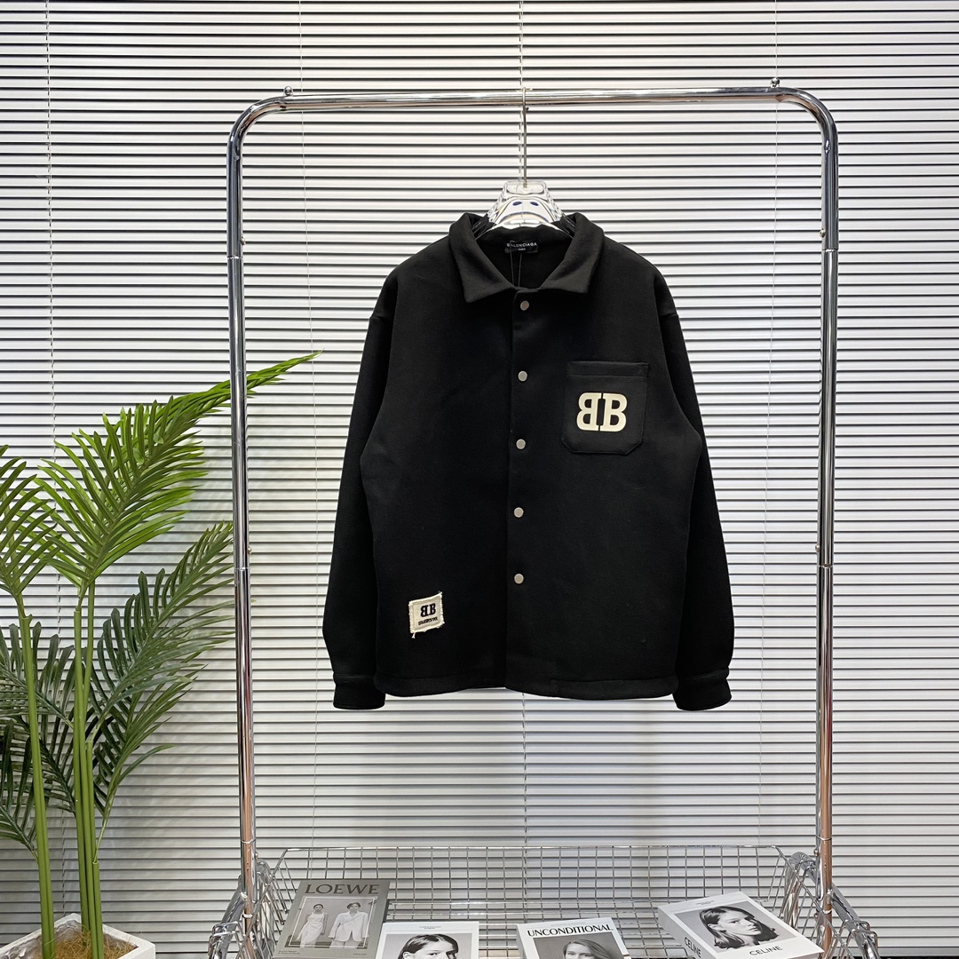 Balenciaga Clothing Coats & Jackets Black Grey Embroidery Silica Gel