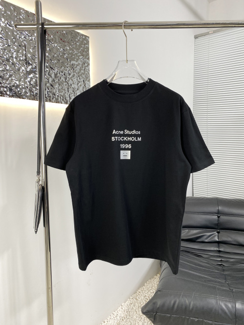 Acne Studios Black Cotton T-Shirt With Silver Logo Print, Unisex Style 1 Acne Studios Black Cotton T-Shirt With Silver Logo Print, Unisex Style