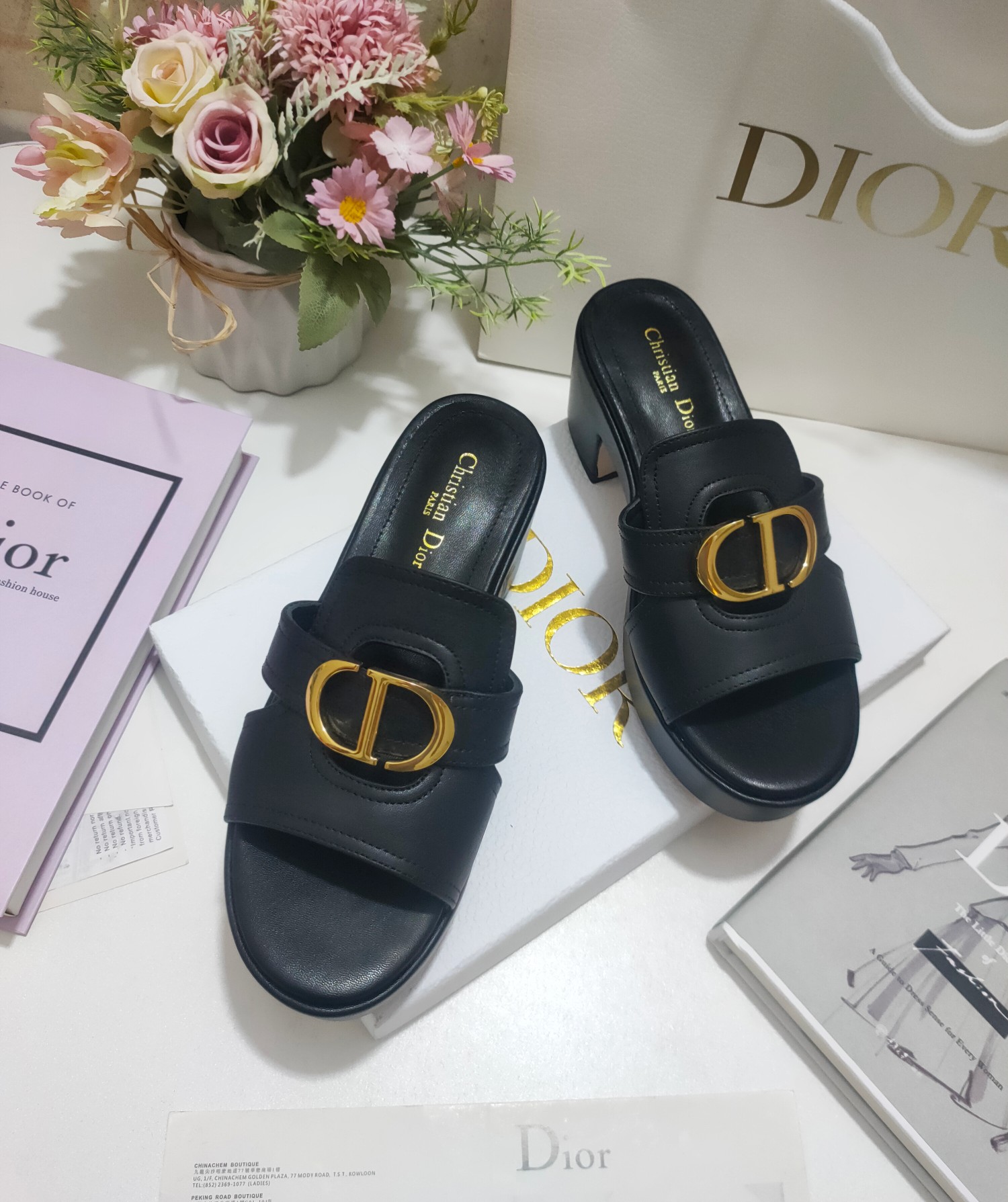 Dior Shoes Sandals Slippers Openwork All Copper Calfskin Cowhide Patent Leather Sheepskin Spring Collection