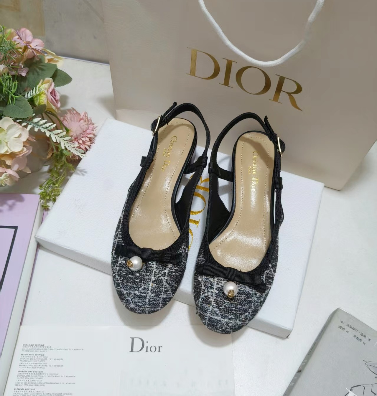 Suela de cuero a precio de fábrica ➕20, goma @ Dior ss2024 recién llegado ~ Dior 24fw nuevas zapatillas de ballet con l…