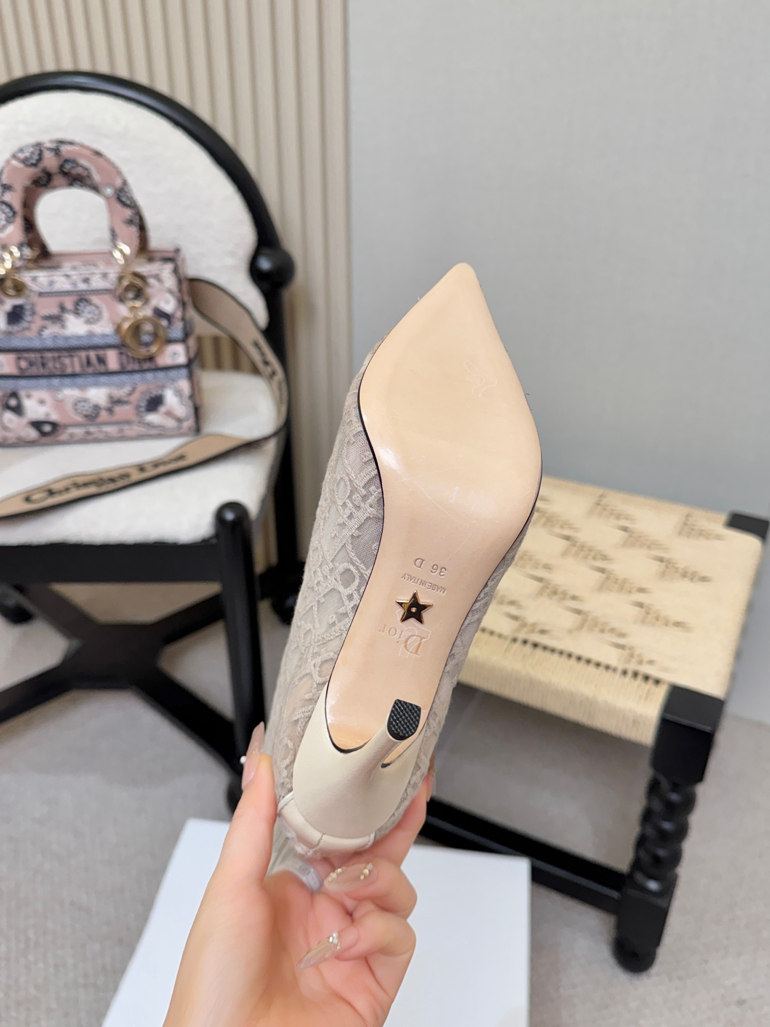 Dior Beige Oblique Pointed Sock Boots