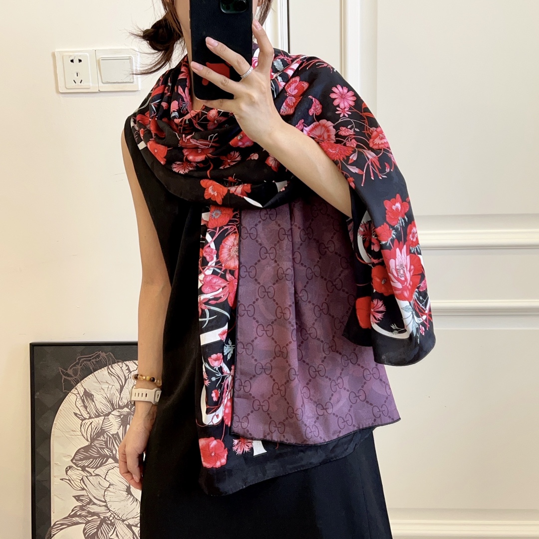 Luxurious Chumen Silk Scarf: Made with White Veils and Unique Guangdong Vegetated Water - 图片 4