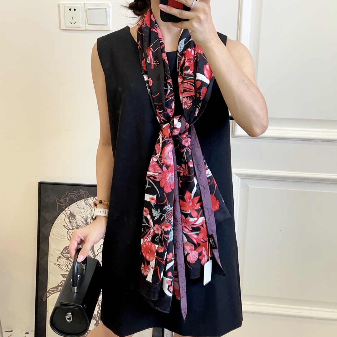 Luxurious Chumen Silk Scarf: Made with White Veils and Unique Guangdong Vegetated Water - 图片 3