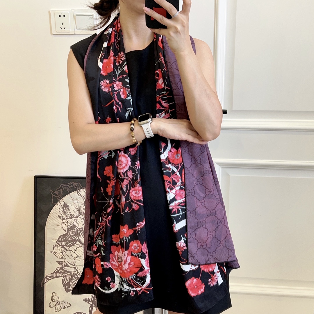 Luxurious Chumen Silk Scarf: Made with White Veils and Unique Guangdong Vegetated Water - 图片 5
