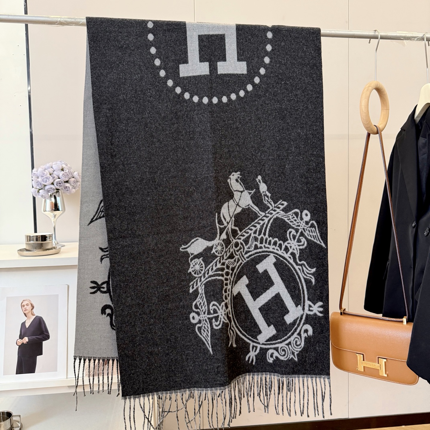 高級羊毛ニットスカーフ - クラシックデザインでどんなスタイルにもマッチ