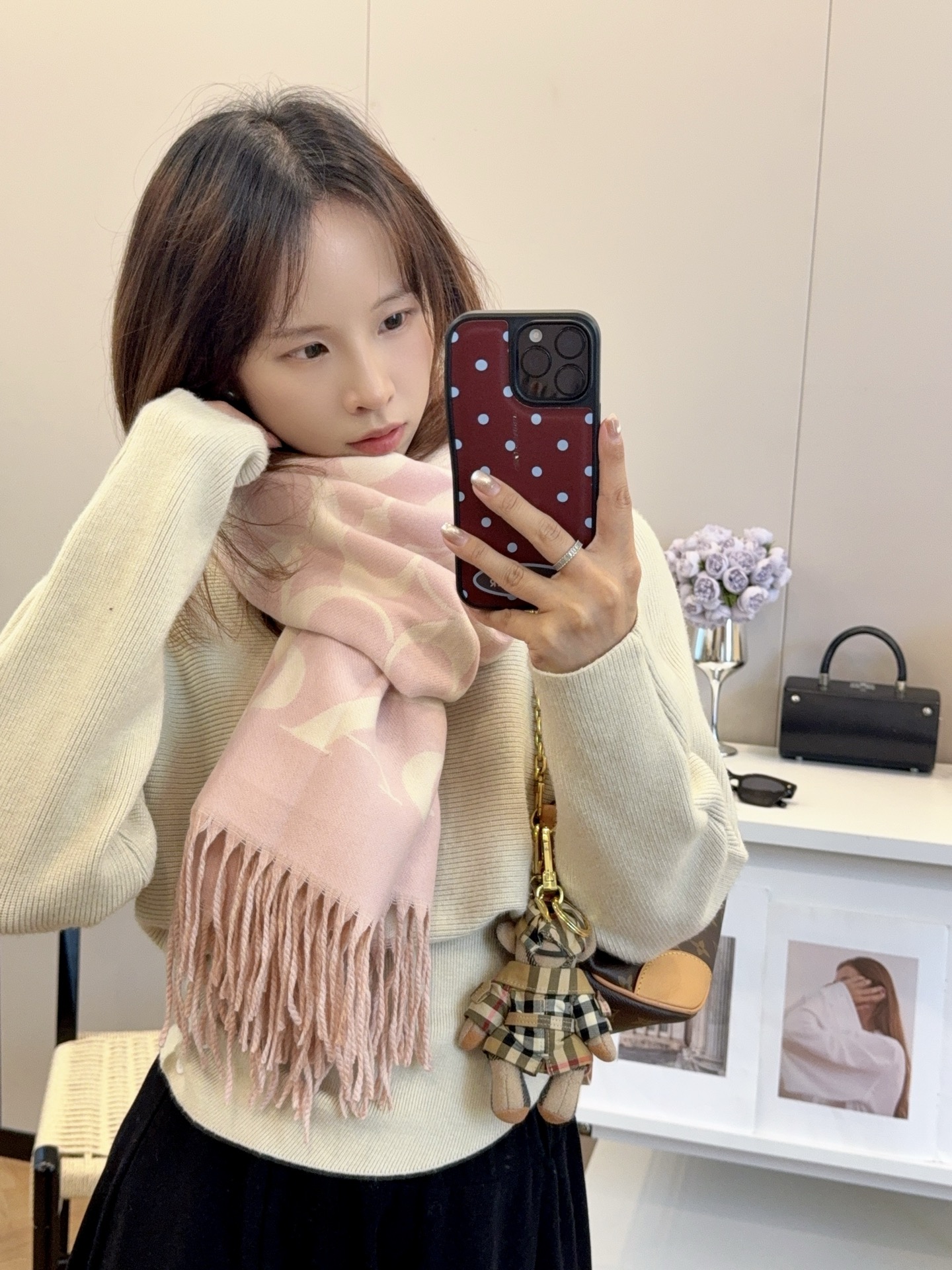 高級羊毛ニットスカーフ - クラシックデザインでシンプルにおしゃれ