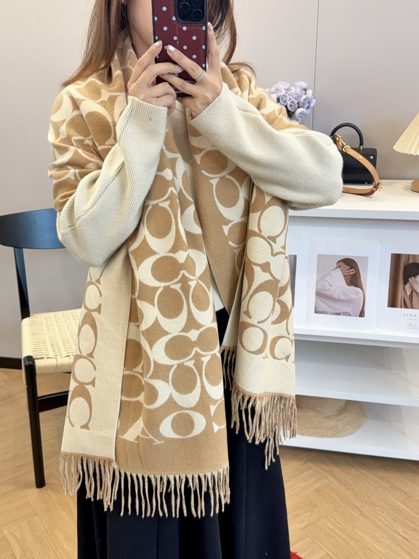 高端羊绒针织囲巾・秋冬男女共用・クラシックデザイン