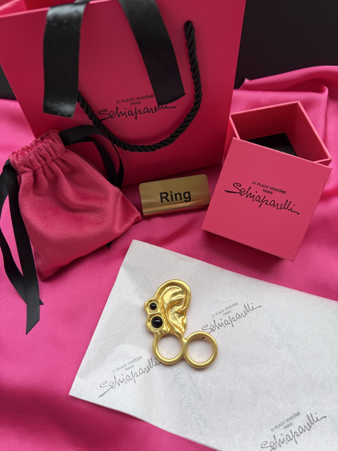 Брошь в виде уха с черными камнями Schiaparelli