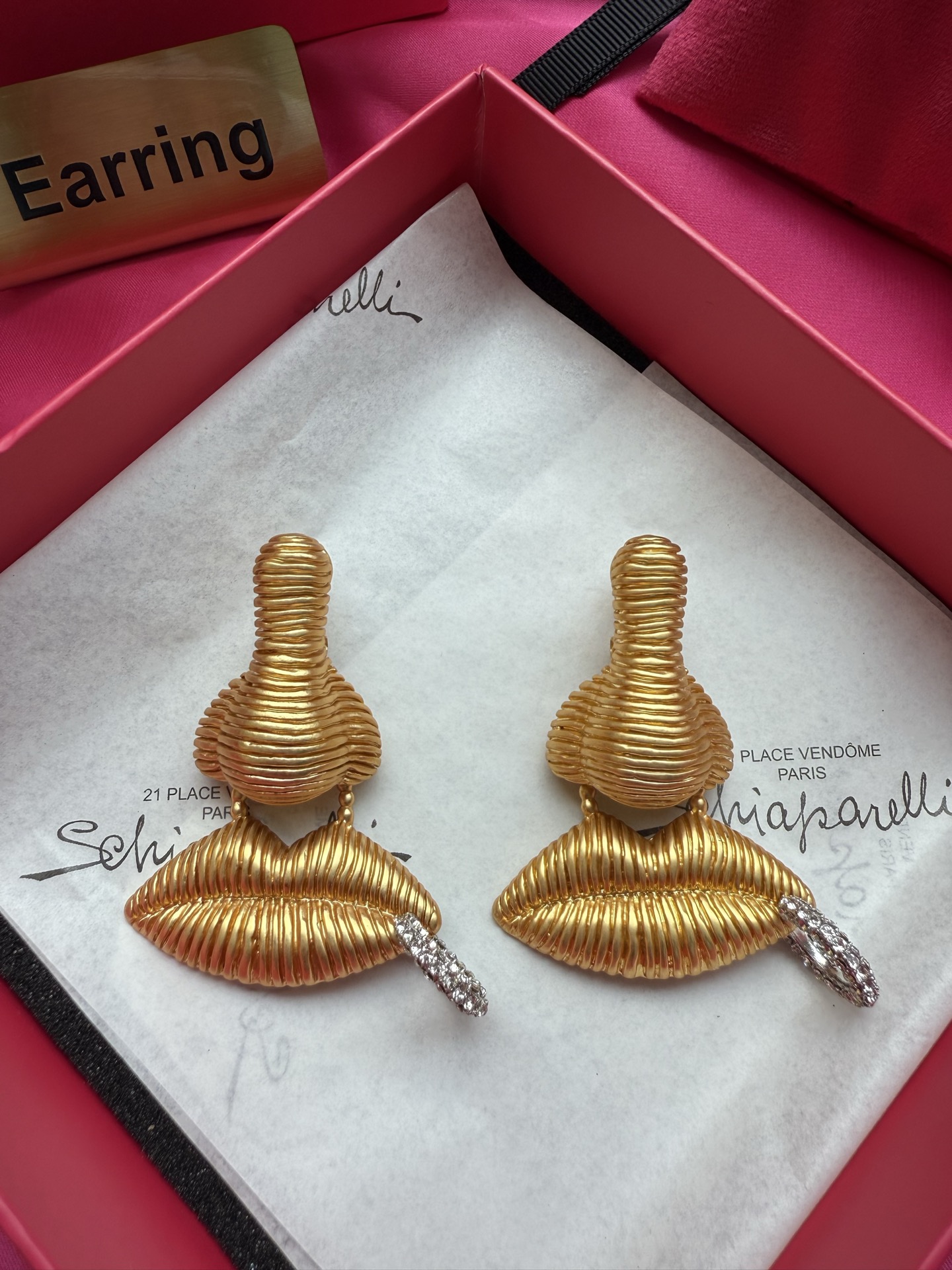 Серьги в виде губ с кристаллами Schiaparelli