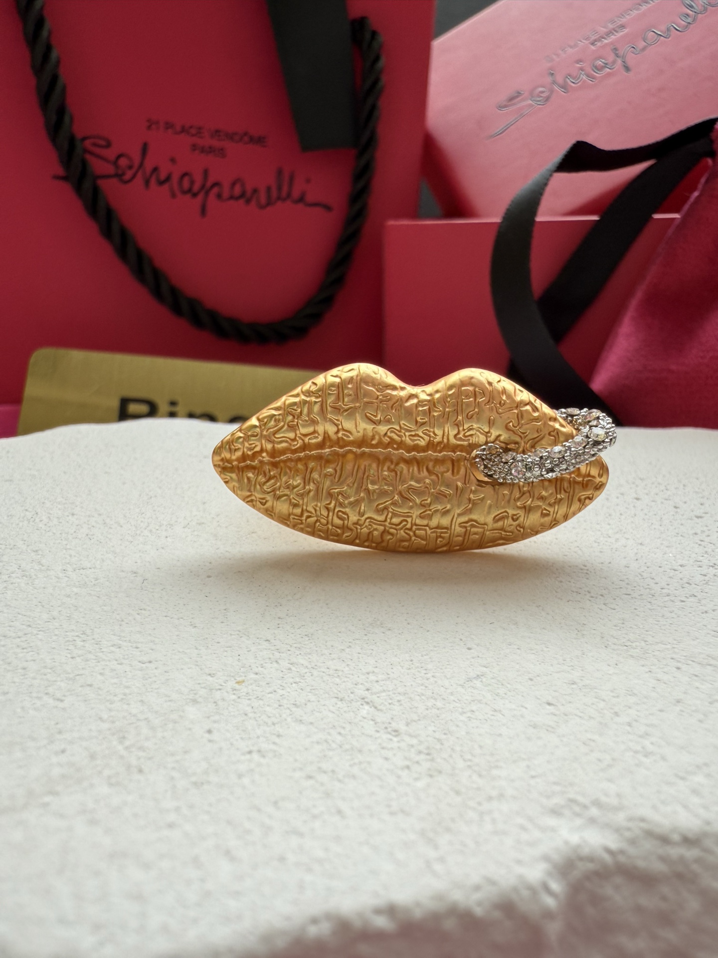 Брошь в виде губ с узором Schiaparelli