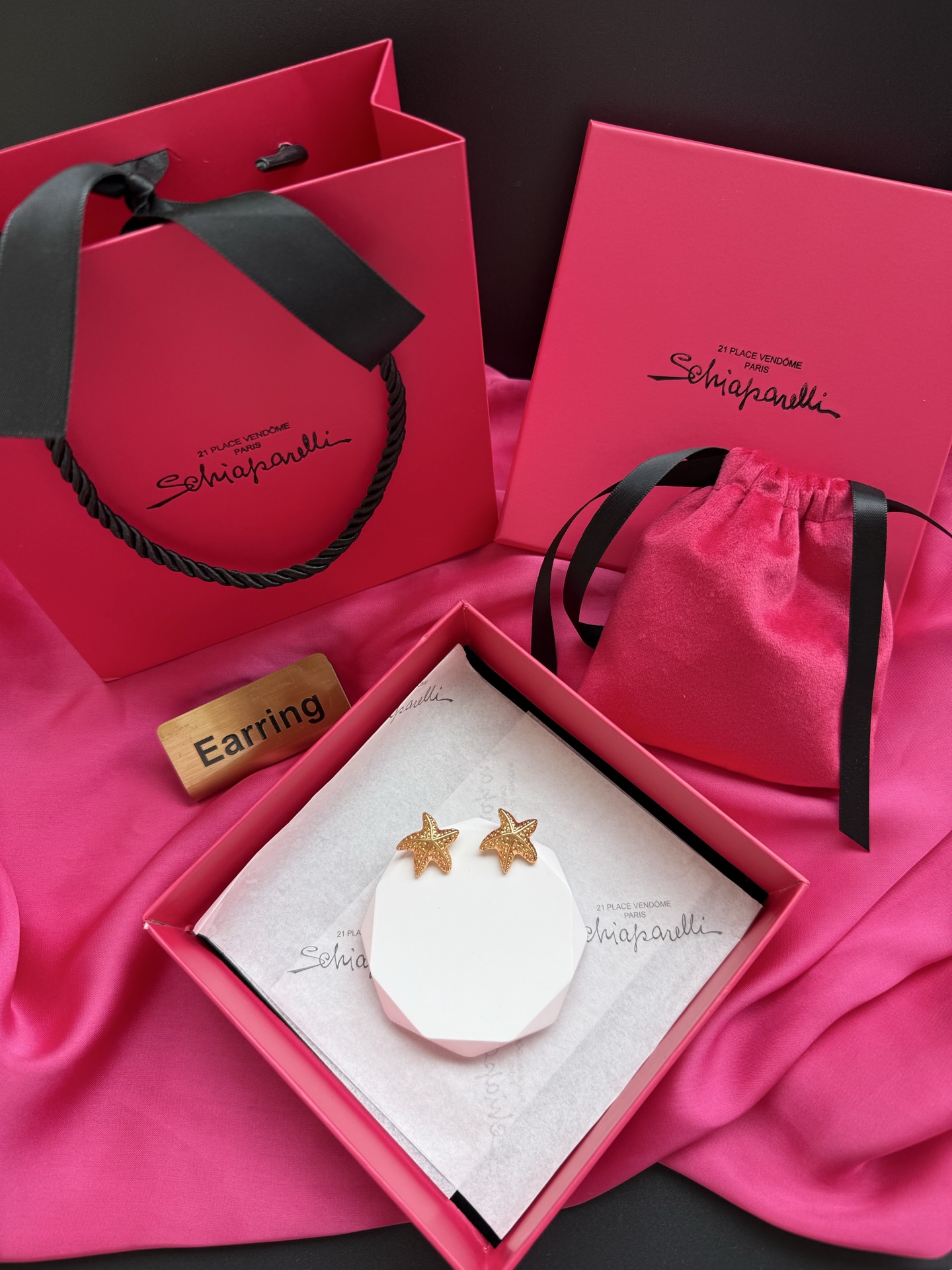 Золотистые серьги-гвоздики в форме звезды Schiaparelli