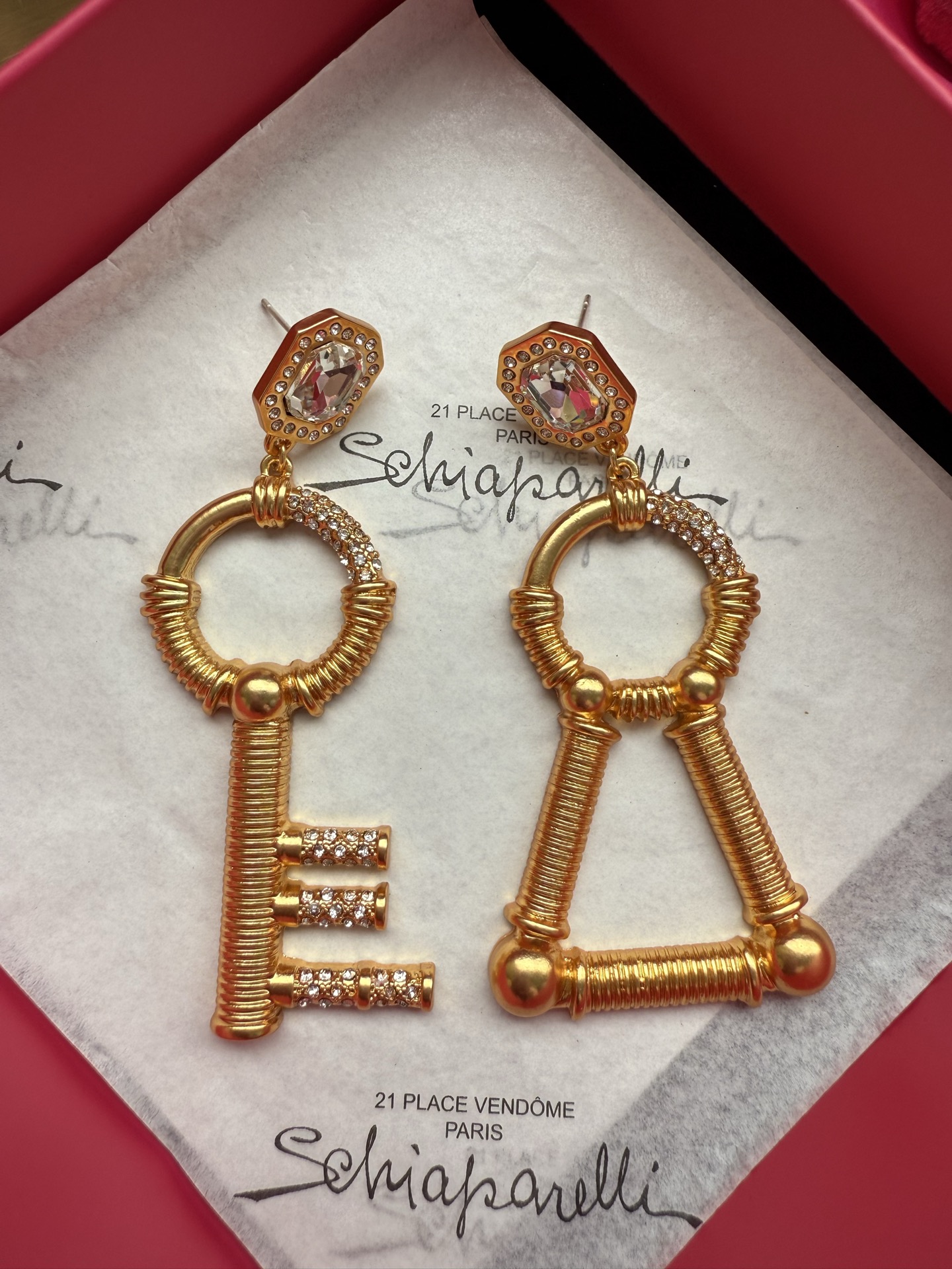 Серьги в виде ключа с кристаллами Schiaparelli
