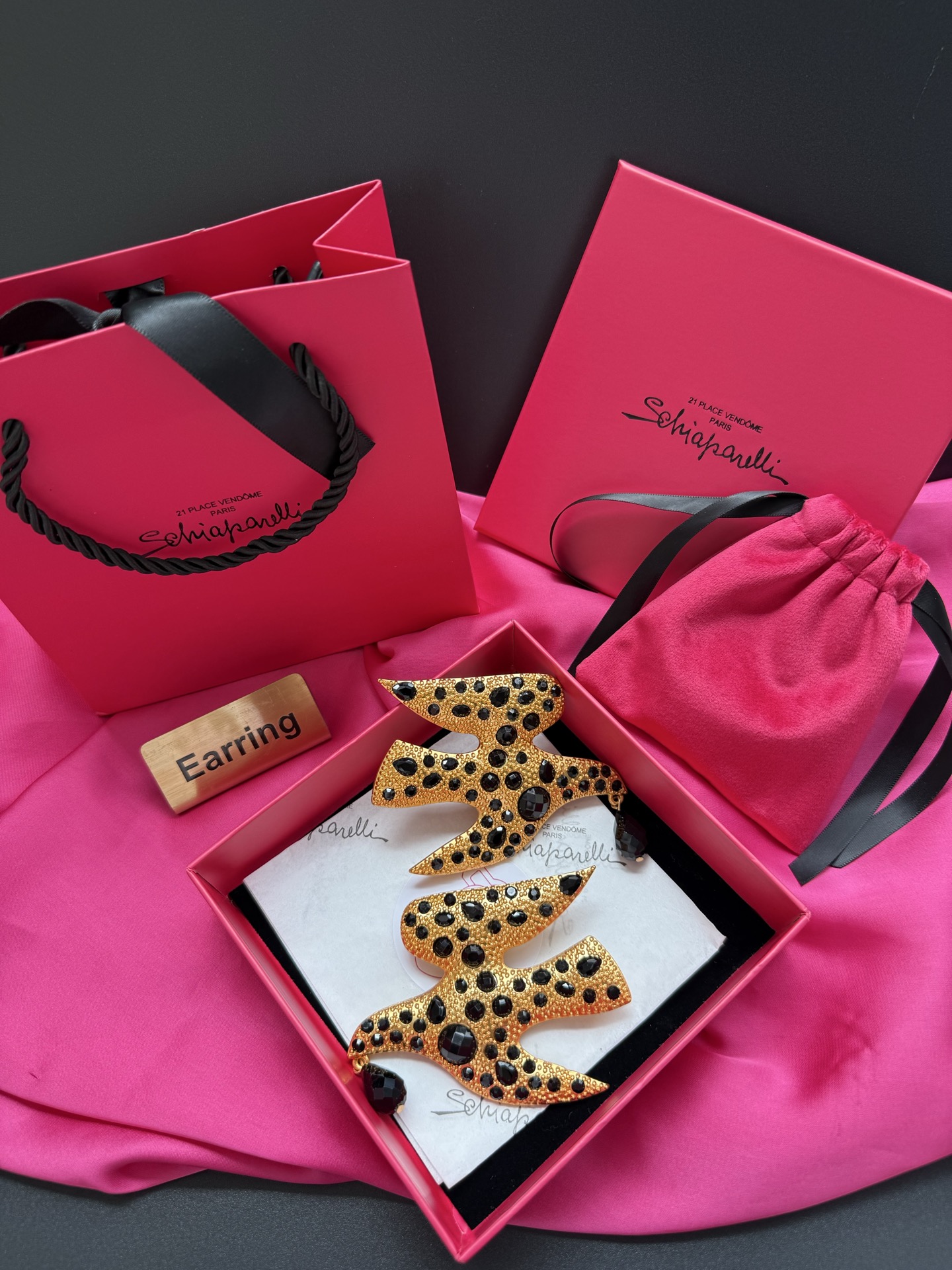 Брошь в виде птицы с черными камнями Schiaparelli