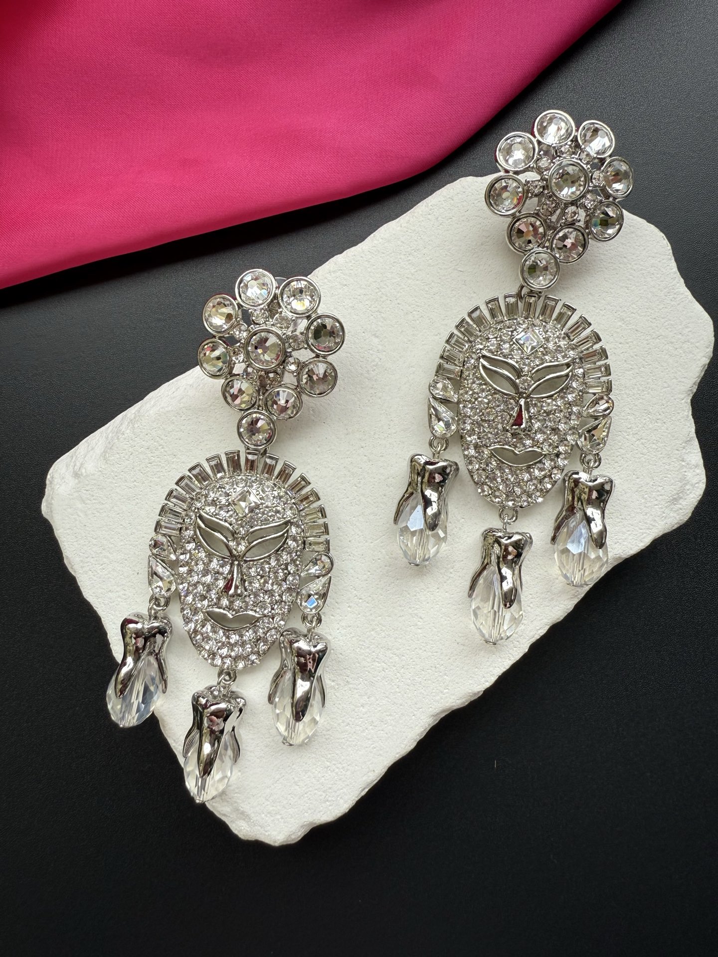 Серьги Schiaparelli с кристаллами и кристаллами в форме капель