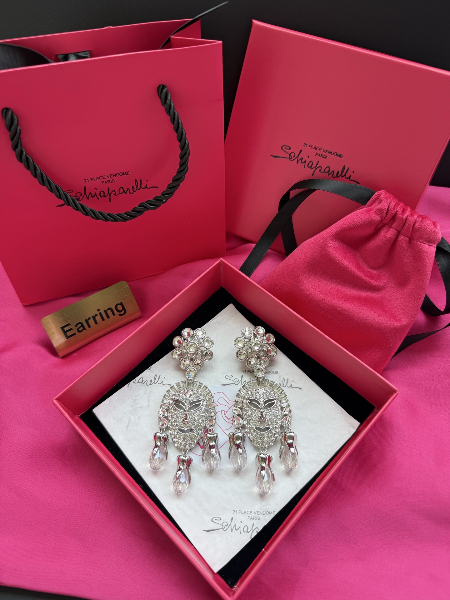 Серьги Schiaparelli с кристаллами и кристаллами в форме капель