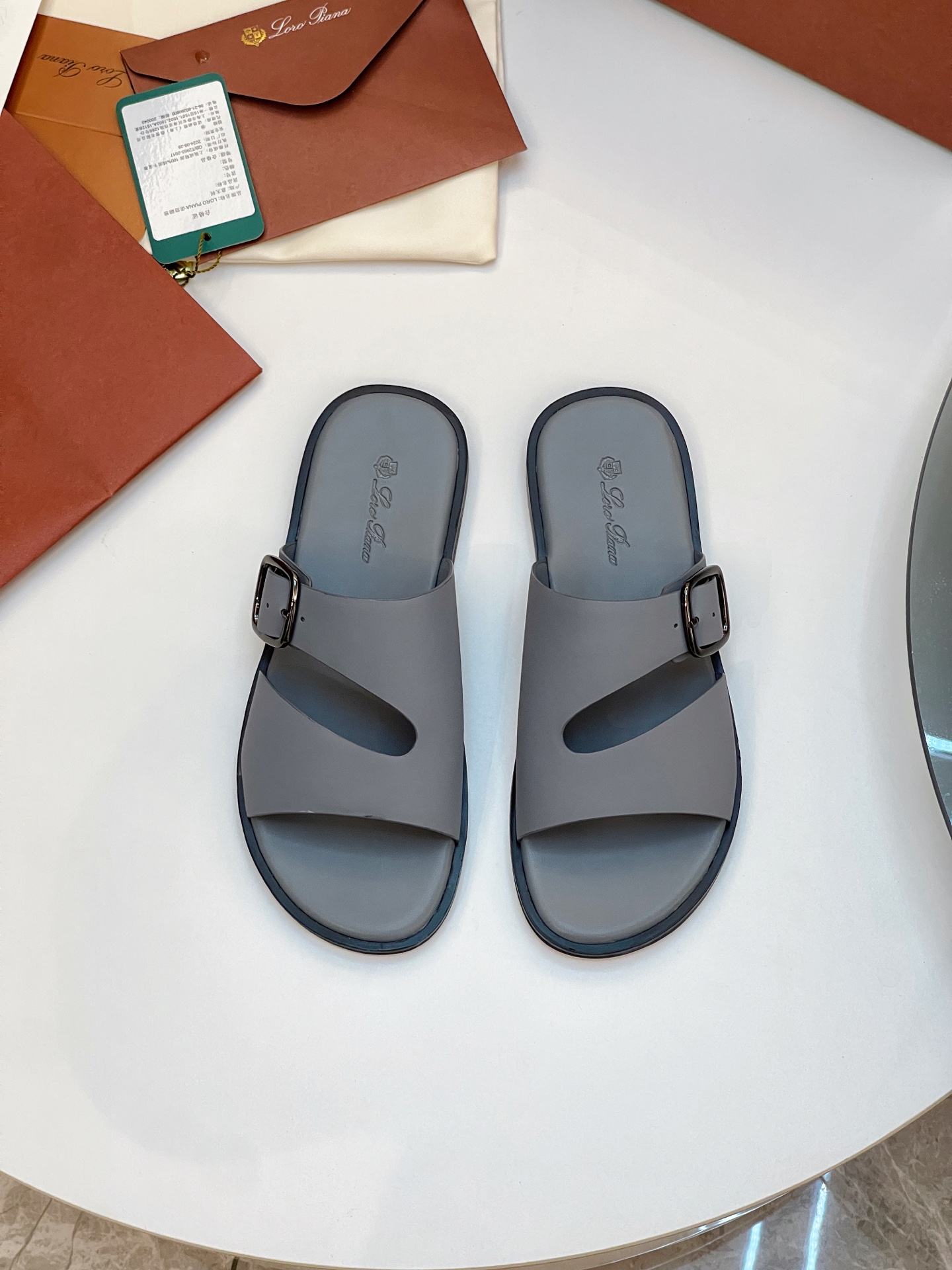 Loro Piana Men's Summer Leather Slides Sandals, Comfortable and Stylish 2 i1746550034228 8458 0 0