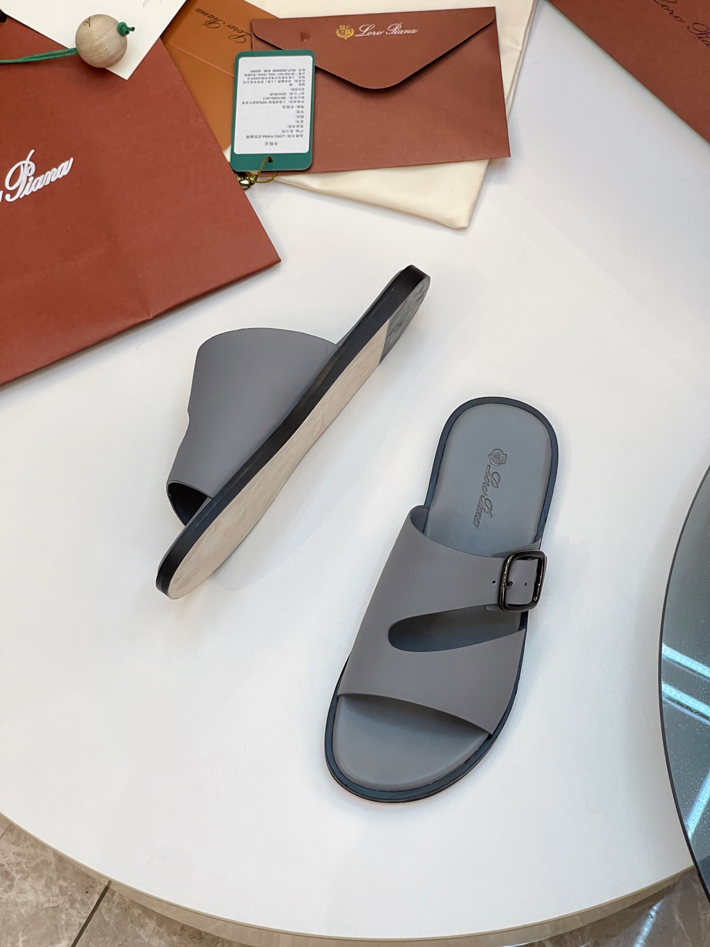 Loro Piana Men's Summer Leather Slides Sandals, Comfortable and Stylish 8 i1746550034228 9908 0 6
