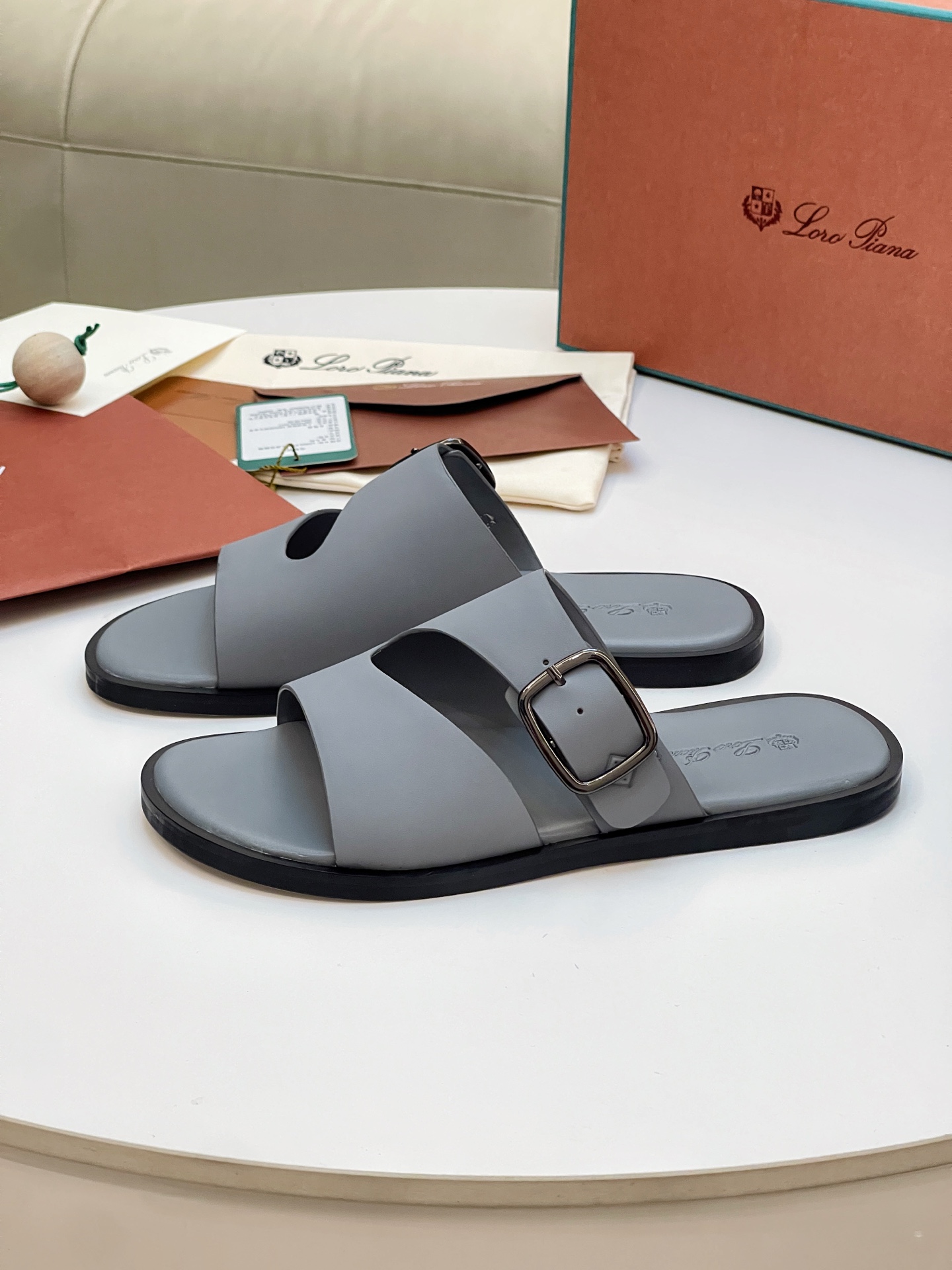 Loro Piana Men's Summer Leather Slides Sandals, Comfortable and Stylish 3 i1746550040854 7531 0 1