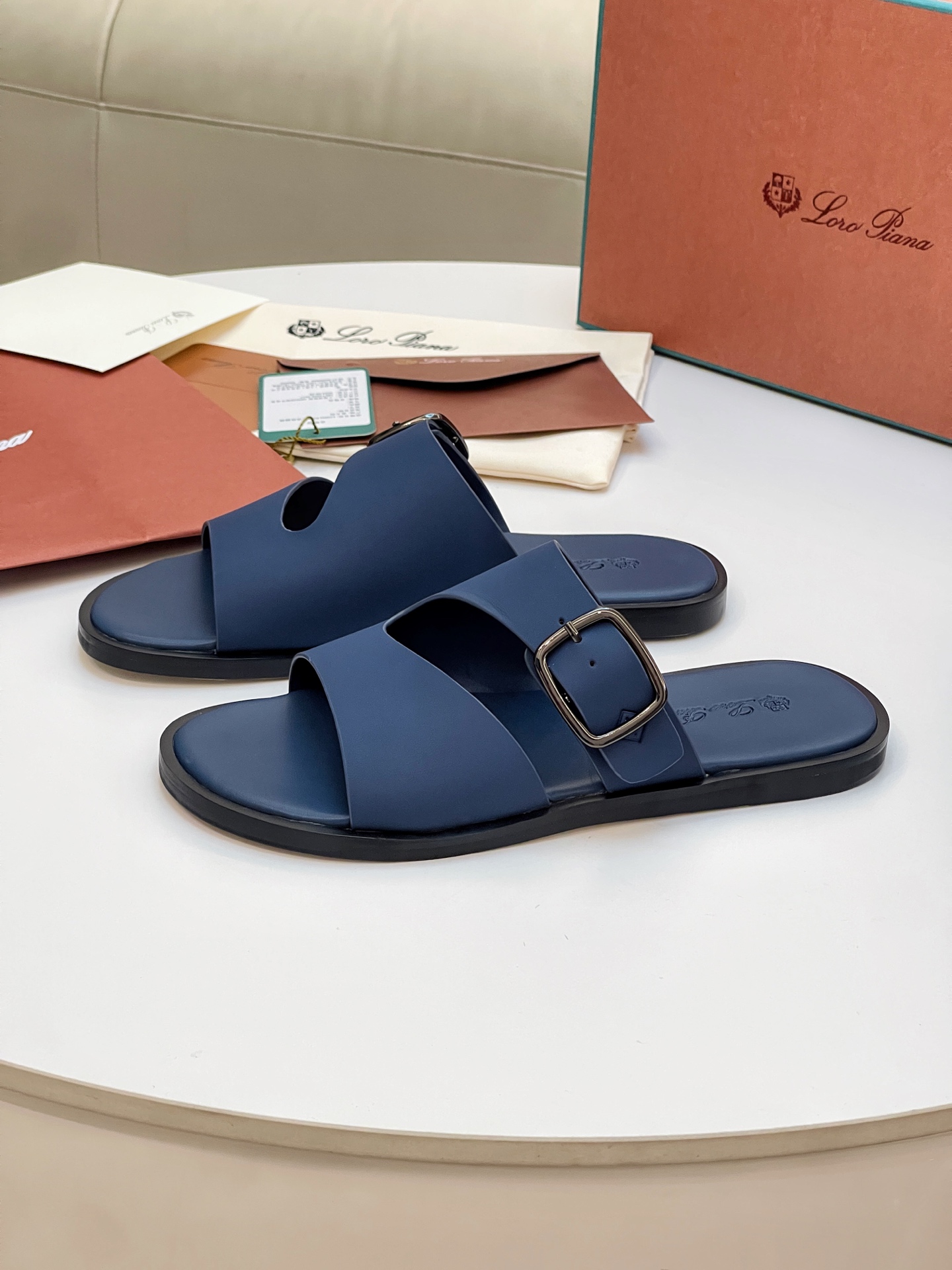 Loro Piana Men's Leather Buckle Slide Sandals - Stylish & Comfortable 3 i1746550474480 7509 0 1