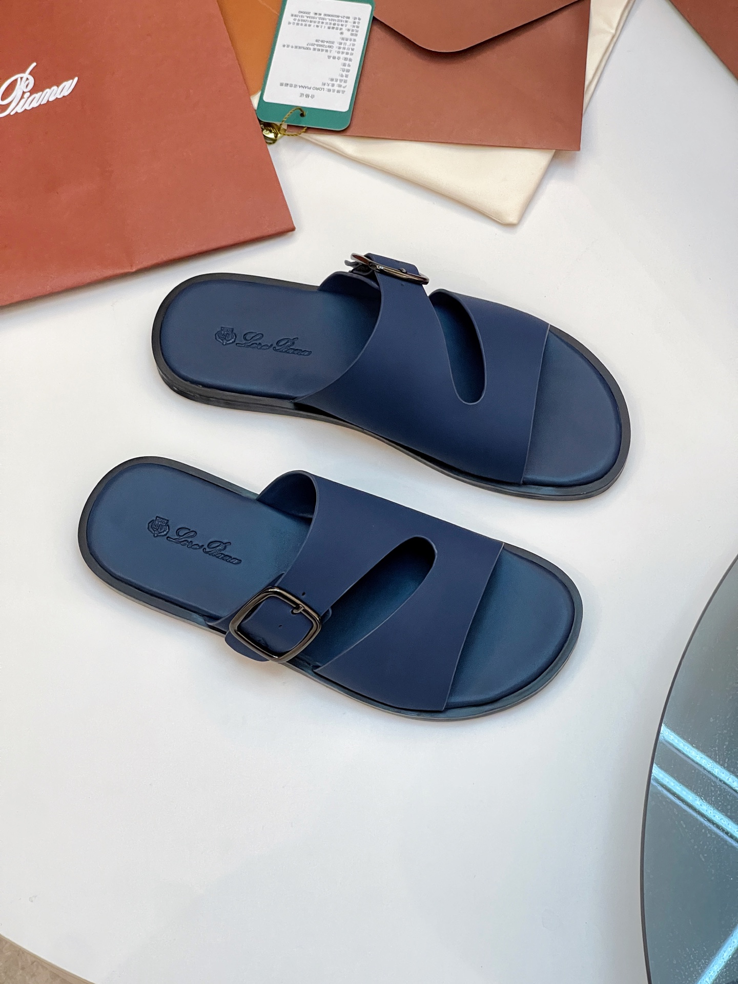 Loro Piana Men's Leather Buckle Slide Sandals - Stylish & Comfortable 5 i1746550480257 9967 0 3