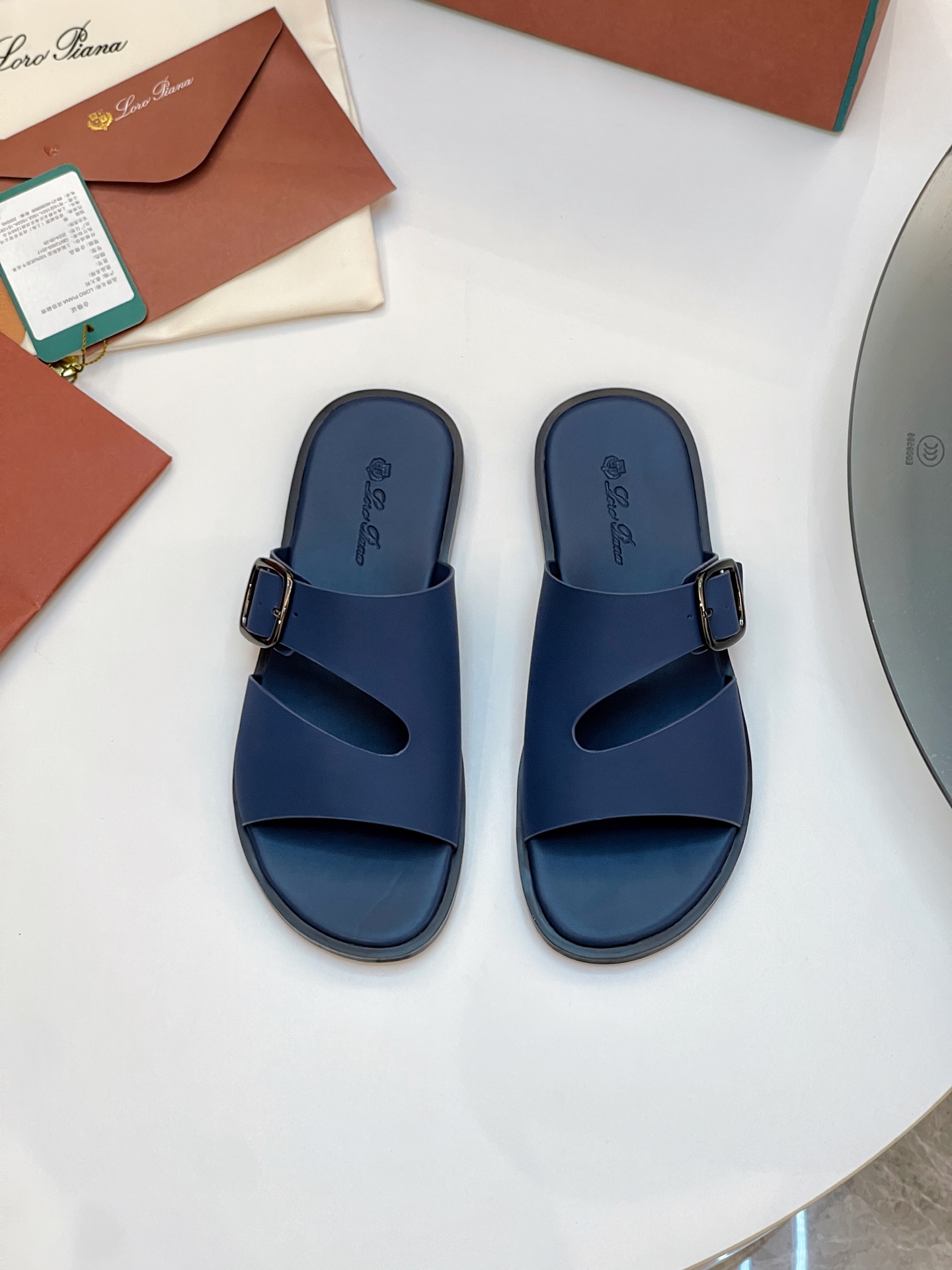Loro Piana Men's Leather Buckle Slide Sandals - Stylish & Comfortable 1 Loro Piana Men's Leather Buckle Slide Sandals - Stylish & Comfortable