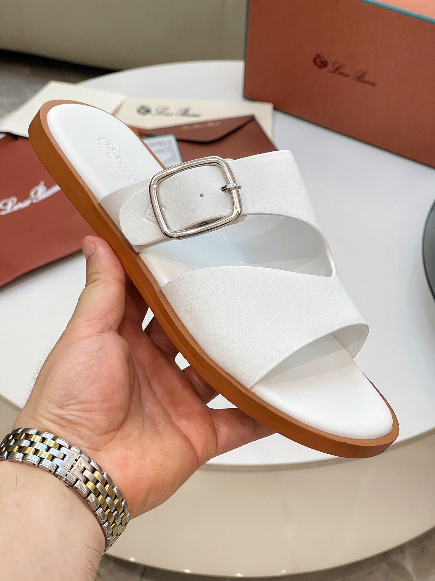 Loro Piana Men's Summer Leather Sandals - Stylish & Comfortable 7 i1746550494865 8327 0 8