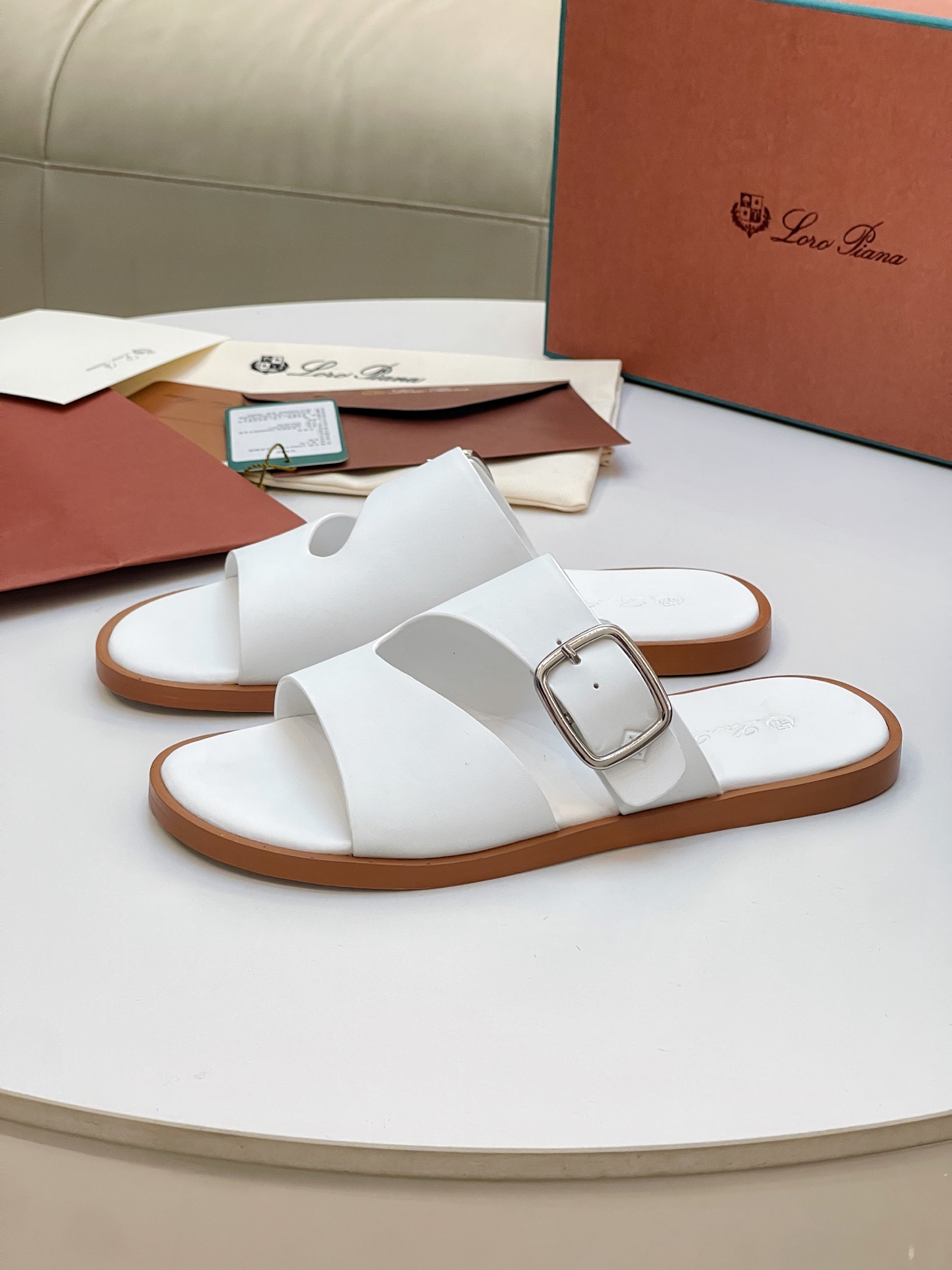 Loro Piana Men's Summer Leather Sandals - Stylish & Comfortable 4 i1746550498890 3645 0 2